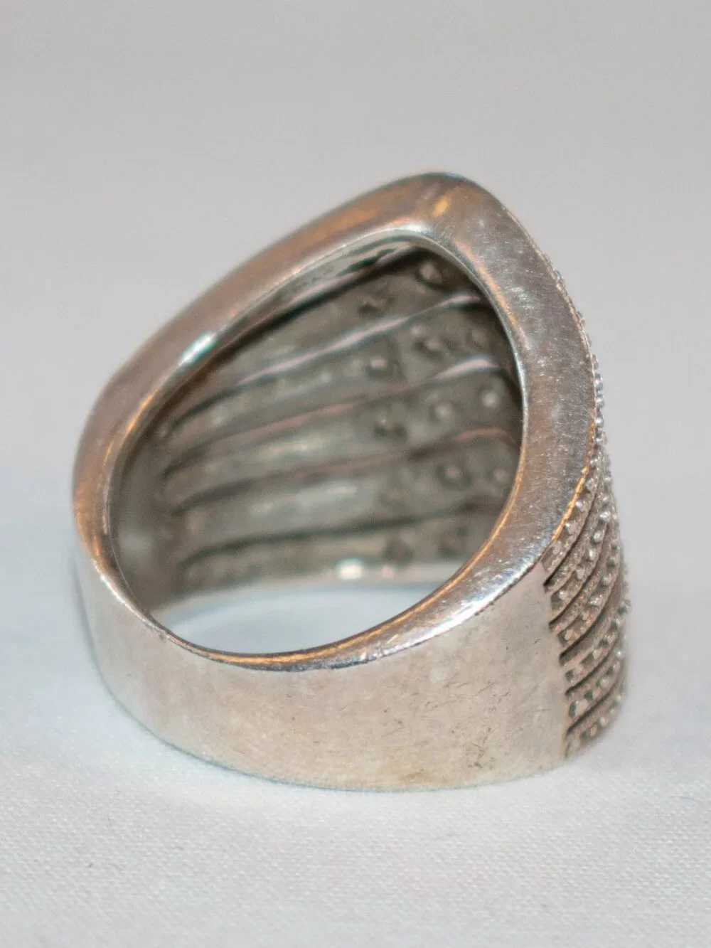Banana Republic Sterling Silver 925 Cubic Zirconia Wave Style Pave Bands Ring